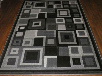 MODERN DESIGN BIG SIZE 240CM X 330CM GREY/BLACK TOP QUALITY APROXX 11FT X 8FT