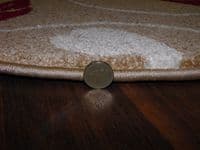 MODERN NEW 120X120CM CIRCLE RUGS WOVEN BACK HAND CARVED BEIGE/RED LILY LOVLEY