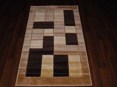 Modern New Rug Approx 5x2ft6 80x150cm Woven Thick best around ,Blocksbeiges