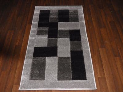 Modern New Rugs Approx 5x2ft6 80x150cm Woven Thick best quality ,Blocks Silver