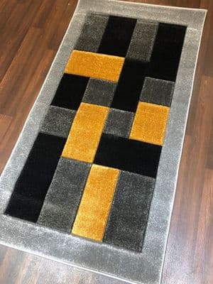 Modern Rugs Approx 5x2ft6 80x150cm Thick best quality ,Blocks Silver-yellow nice