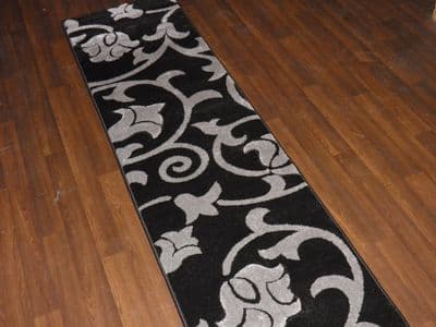 Modern Runner 60x220cm Aprox 8ft Hand Carved Super Quality Black/silver New