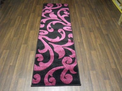 Modern Runners 60x220cm Aprox 8ft Hand Carved Super Quality Vine Black/Purple