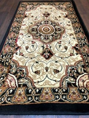 Modern/traditional Aprox 4x2 60cm x110cm New Rugs Woven Hand Carved Black/ivory.