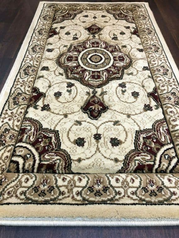 Modern/traditional Aprox 4x2 60cm x110cm New Rugs Woven Hand Carved ivory/red.