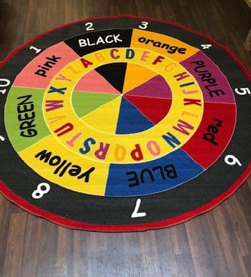 NEW COLOURS ABC CHILDREN 200X200CM CIRCLE RUGS MATS HOME SCHOOL LEARNING MULTI