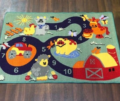 NEW FARM COUNTING LEARNING SCHOOL HOME MAT RUG 80X120CM MULTICOLOUR NON SLIP