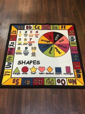 NEW KID MULTI LEARNING EDUCATIONAL SCHOOL MAT RUG 100X100CM MULTICOLOUR NON SLIP