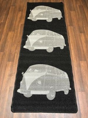 NEW NON SLIP TOP QUALITY RUNNER 66X185CM APROX 6FTX2FT3 CAMPER DESIGN BLACK/GREY