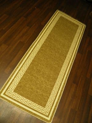 NEW NON SLIP TOP QUALITY RUNNERS 66X185CM APROX 6FTX2FT3 KEY DESIGN BEIGE/CREAM