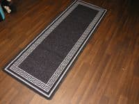 NEW NON SLIP TOP QUALITY RUNNERS 66X185CM APROX 6FTX2FT3 KEY DESIGN BLACK/GREY