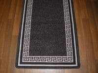 NEW NON SLIP TOP QUALITY RUNNERS 66X185CM APROX 6FTX2FT3 KEY DESIGN BLACK/GREY