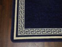 NEW NON SLIP TOP QUALITY RUNNERS 66X185CM APROX 6FTX2FT3 KEY DESIGN BLUE/CREAM