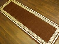 NEW NON SLIP TOP QUALITY RUNNERS 66X185CM APROX 6FTX2FT3 KEY DESIGN BROWN/CREAM