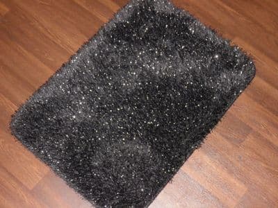 NEW ROMANY TRAVELERS WASHABLES DOORMATS 70X45CM NON SLIP SHAGGY SPARKLE BLACK