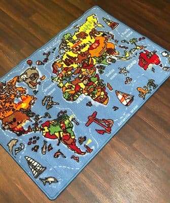 NEW WORLD MAP LEARNING SCHOOL HOME MAT RUG 80X120CM MULTICOLOUR NON SLIP