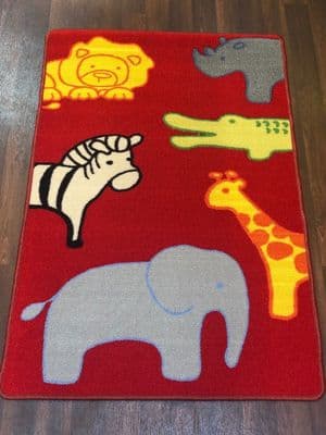 NEW ZOO ANIMAL LEARNING SCHOOL HOME MAT RUG 80X120CM MULTICOLOUR NON SLIP