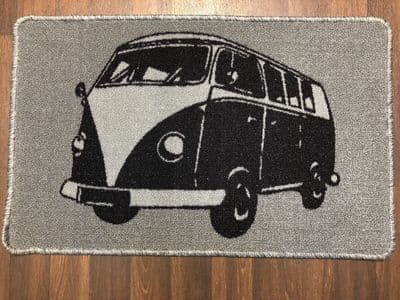 NO SLIP DOORMAT 50X80CM GEL BACKING TOP QUALITY CAMPER DESIGN NEW SILVER/BLACK
