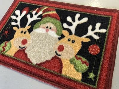 NON SLIP CHRISTMAS DOORMAT 40MX60CM TOP QUALITY  WASHABLE MATS SANTA-RAINDEER