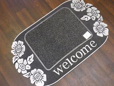 NON SLIP DOORMAT 75X45CM RUBBER BACKING GOOD QUALITY NICE DESIGN TWO COLOURS