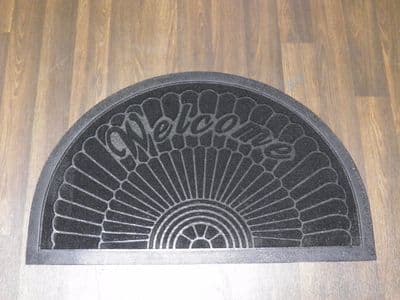 NON SLIP DOORMATS 45X75CM RUBBER BACK GOOD QUALITY ALL COLOURS HALF MOON BLACK
