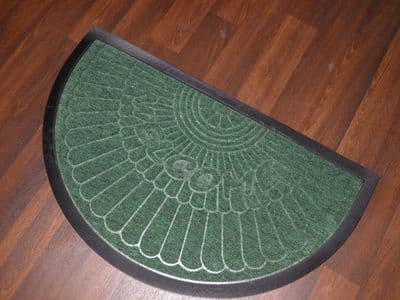 NON SLIP DOORMATS 45X75CM RUBBER BACK GOOD QUALITY ALL COLOURS HALF MOON GREEENS