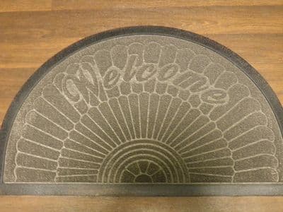 NON SLIP DOORMATS 45X75CM RUBBER BACK GOOD QUALITY ALL COLOURS HALF MOON GREYS