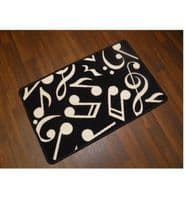 NON SLIP MUSIC MAT MUSIC NOTES 50x80CM BLACK/WHITE NEW WASHABLE DOORMATS