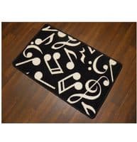 NON SLIP MUSIC MAT MUSIC NOTES 50x80CM BLACK/WHITE NEW WASHABLE DOORMATS