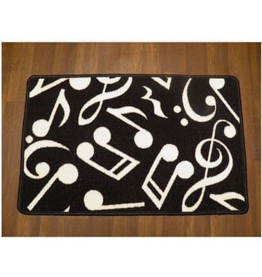 NON SLIP MUSIC MAT MUSIC NOTES 50x80CM BLACK/WHITE NEW WASHABLE DOORMATS