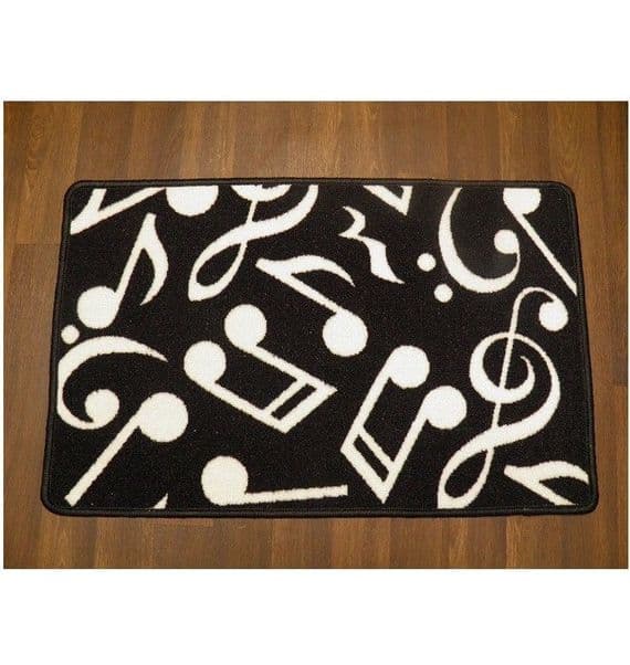 NON SLIP MUSIC MAT MUSIC NOTES 50x80CM BLACK/WHITE NEW WASHABLE DOORMATS