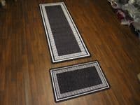 NON SLIP RUNNER 66X185CM APROX 6FTX2FT3 +DOORMAT 50X80 SET OF 2 BLACK/WHITES