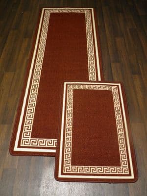 NON SLIP RUNNER 66X185CM APROX 6FTX2FT3 +DOORMAT 50X80 SET OF 2 TERRA CREAM