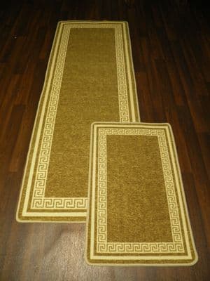 NON SLIP RUNNERS 66X185CM APROX 6FTX2FT3 +DOORMAT 50X80 SET OF 2 BEIGE/CREAM