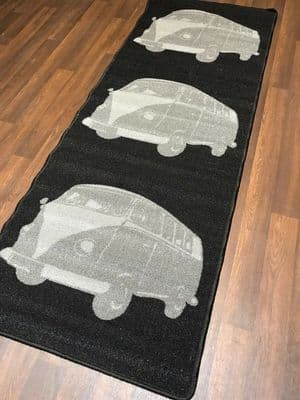 NON SLIP TOP QUALITY RUNNERS 66X185CM APROX 6FTX2FT3 CAMPER DESIGN BLACK/GREY