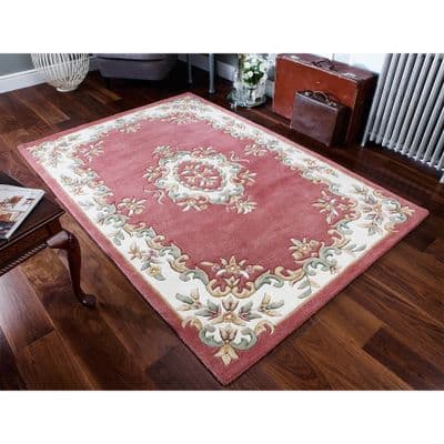 PINK/CREAM 100% WOOL RUG NEW SUPER THICK PILE LOVLEY RUGS