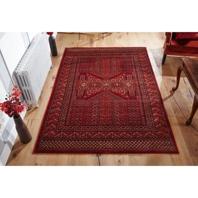 RED 100% NEW ZEALAND WOOL MACHINE WOVEN RUG
