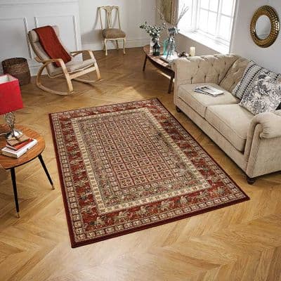 Red/Beige 100% new zealand wool rug
