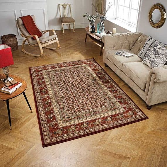 Red/Beige 100% new zealand wool rug