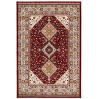 RED/CREAM 100% NEW ZEALAND WOOL MACHINE WOVEN RUG