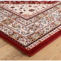 RED/CREAM 100% NEW ZEALAND WOOL MACHINE WOVEN RUG