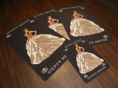 ROMANY GYPSY BRIDE WASHABLES SETS OF 4PCS MATS/RUGS CHARCOAL GREY/BEIGE DOLLS