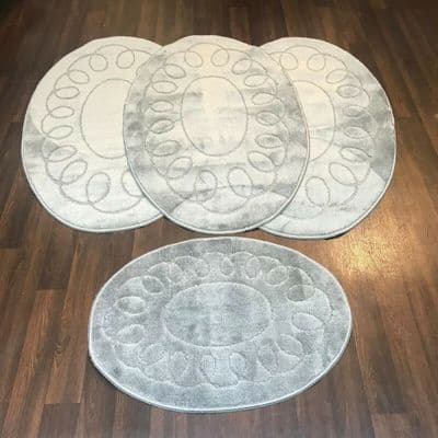 ROMANY GYPSY WASHABLE FULL SETS OF TOURER SIZE 67X110CM MATS/RUGS SILVER/GREY