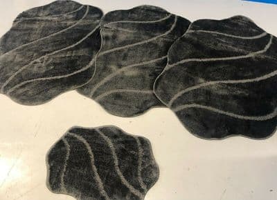 ROMANY GYPSY WASHABLE MATS FULL SET OF 4 MATS-RUGS XLARGE 100X140CM DARK GREY