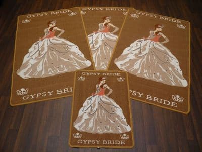 ROMANY GYPSY WASHABLE NEW 2017/18 SET OF 4 MATS/RUGS GYPSY BRIDES BISCUIT BEIGE