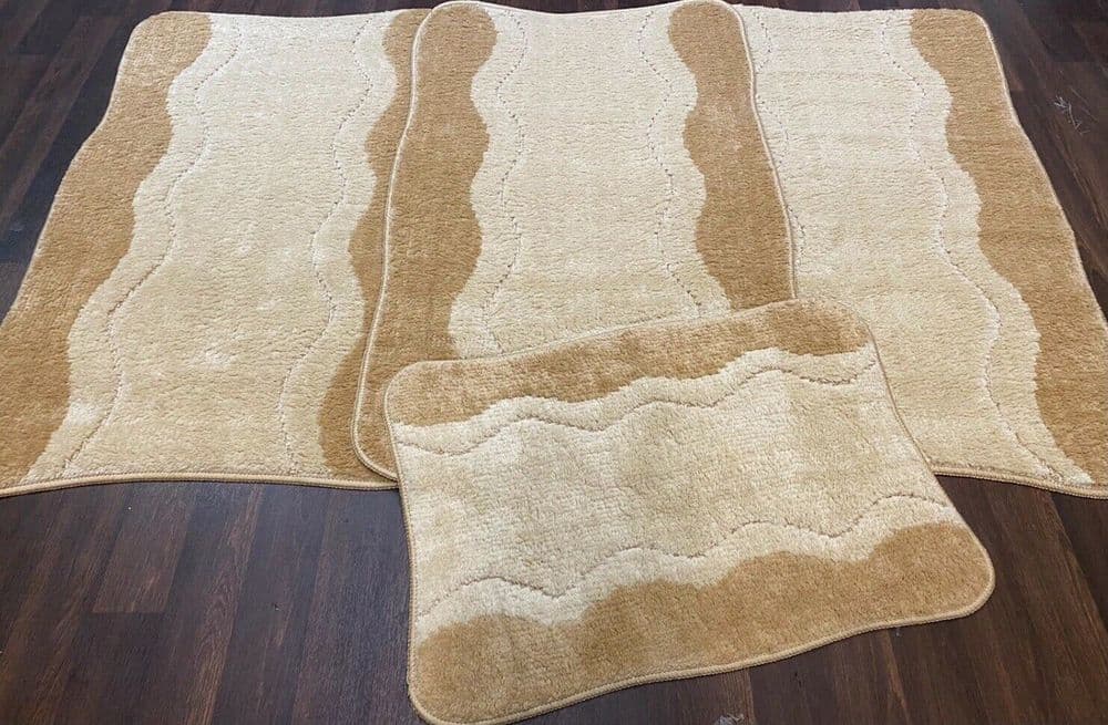 ROMANY GYPSY WASHABLE SET OF 4 MATS BEIGE/CREAM MATS/RUGS SHAPED NON ...