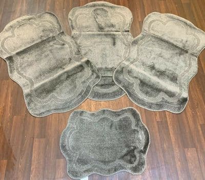 ROMANY GYPSY WASHABLE SET OF MATS SIZE 67X110CM MATS-RUGS GREY SHAPED NON SLIP