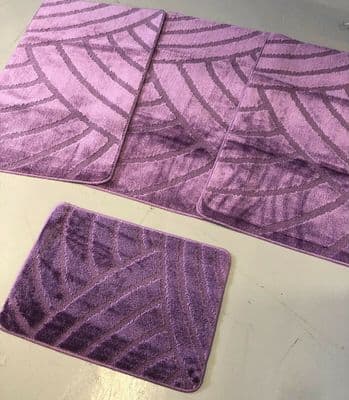 ROMANY GYPSY WASHABLE SET OF TOURER SIZE 67X110CM MATS-RUGS LILAC/PURPLE SHAPEDX