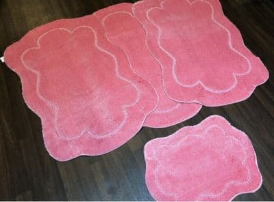 ROMANY GYPSY WASHABLE SETS OF MATS TOURER SIZE MATS-RUGS PINK SHAPED NON SLIP