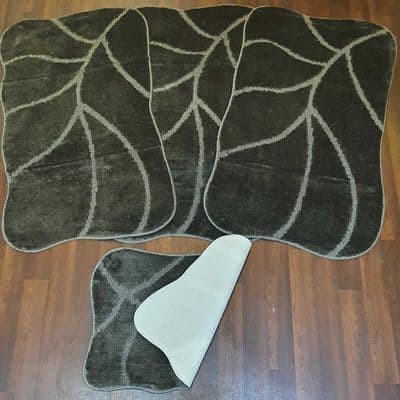 ROMANY GYPSY WASHABLE SETS OF NEW SIZE 67X110CM MATS-RUGS DARK GREY NON SLIP X